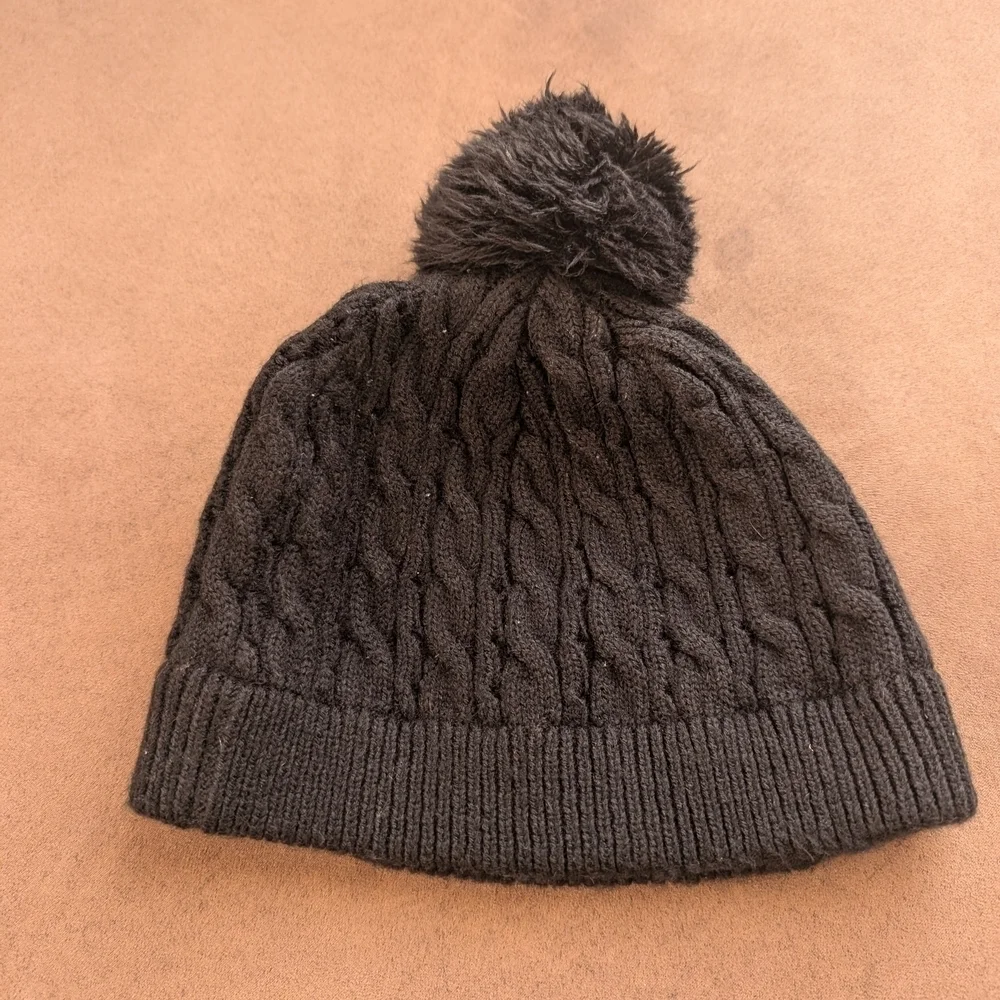 Nike Black Knit Beanie with Pink Logo